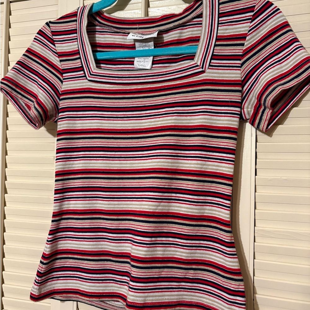 Adorable 90s/Y2K Striped Square Neck Women Top size small!